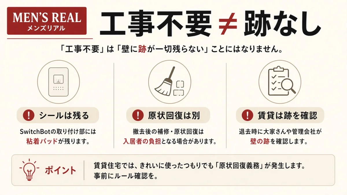 工事不要でも、剥がしたあとに跡が残らない保証はない